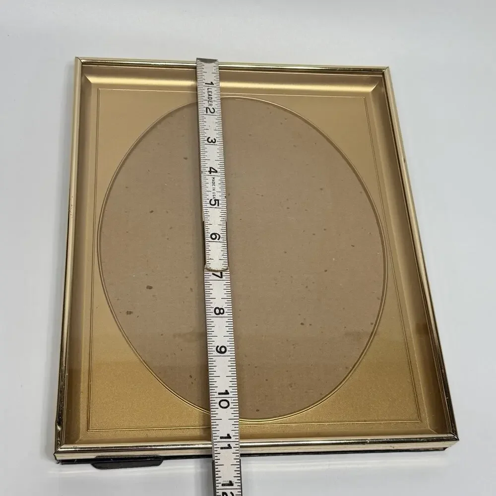 Vintage Brass Oval Shadow Box 8x10 Photo Picture Frame Gold Hollywood MCM 60s